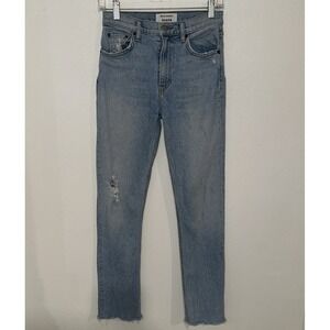 Reformation Liza High Rise Straight Jean Size 25 Destressed Blue